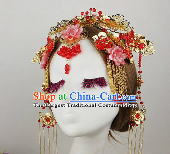 Chinese Traditional Xiuhe Suit Hair Accessories Wedding Bride Hairpins Hair Crown for Women