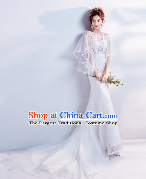 Top Grade Handmade Fancy Wedding Dress Princess White Lace Wedding Gown for Women