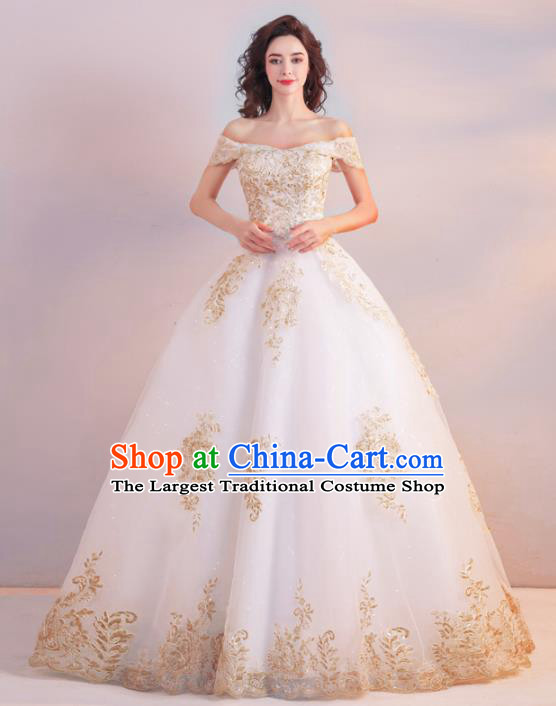 Handmade Top Grade Princess Embroidered Wedding Dress Fancy Wedding Gown for Women