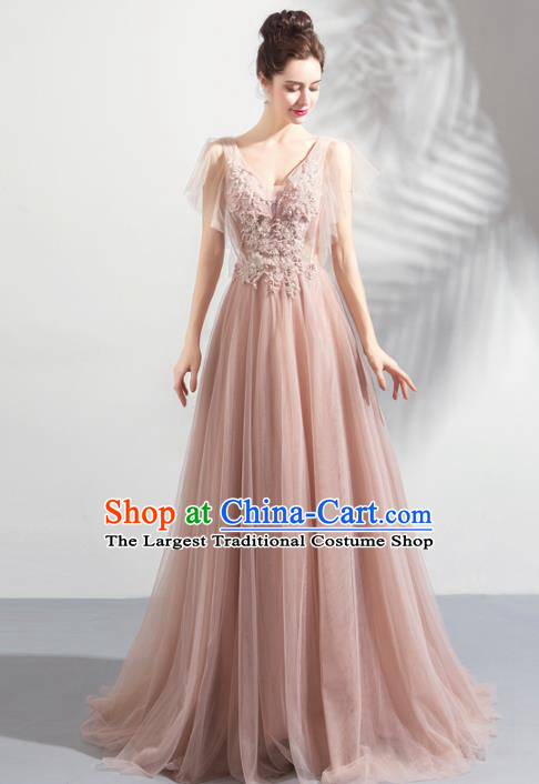 Top Grade Compere Embroidered Costume Handmade Catwalks Bride Formal Dress for Women