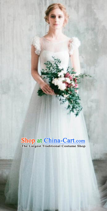 Top Grade Veil Evening Dress Compere Costume Handmade Catwalks Angel Full Dress for Women