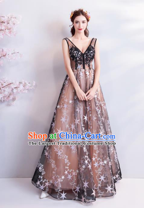 Top Grade Evening Dress Compere Costume Handmade Catwalks Angel Full Dress for Women