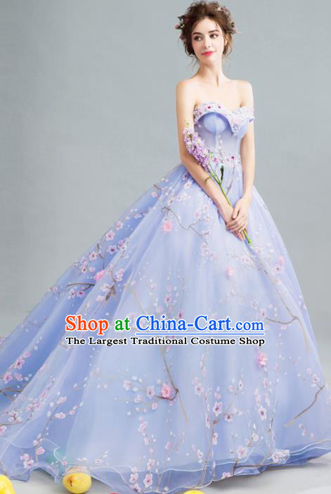 Handmade Bride Lilac Wedding Dress Princess Costume Flowers Fairy Fancy Wedding Gown for Women