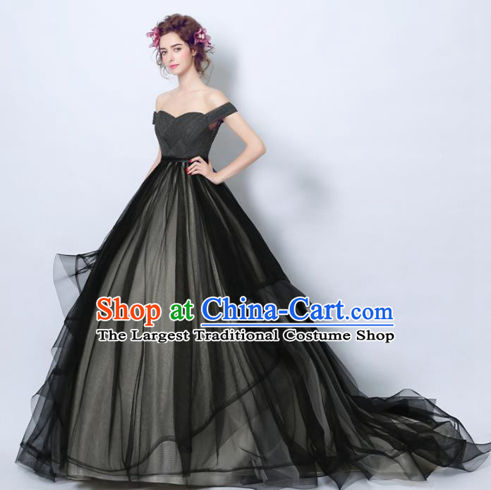 Handmade Bride Black Veil Wedding Dress Princess Costume Flowers Fairy Fancy Wedding Gown for Women