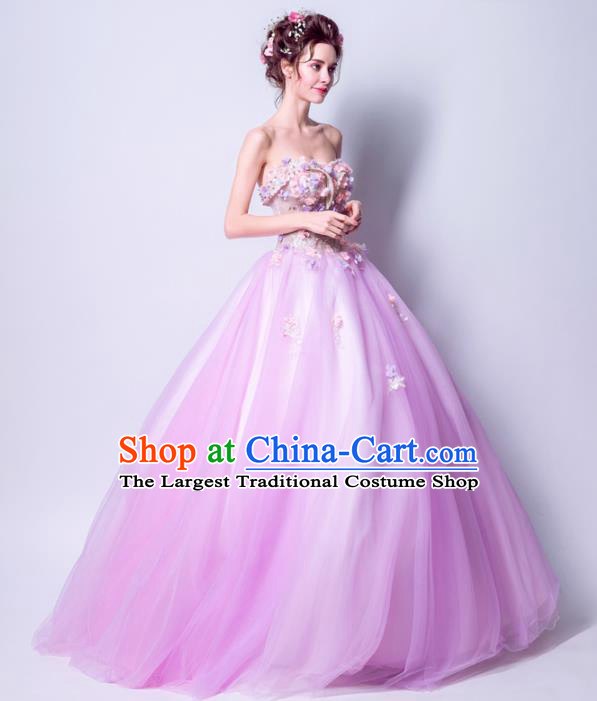 Handmade Bride Off Shoulder Lilac Wedding Dress Princess Costume Fancy Wedding Gown for Women