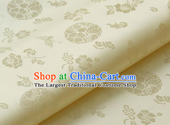 Asian Traditional Palace Drapery Korean Hanbok Royal Pattern Yellow Brocade Satin Fabric