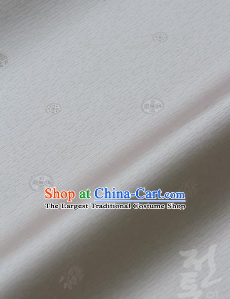 Asian Traditional Classical Pattern White Silk Drapery Korean Hanbok Palace Brocade Fabric