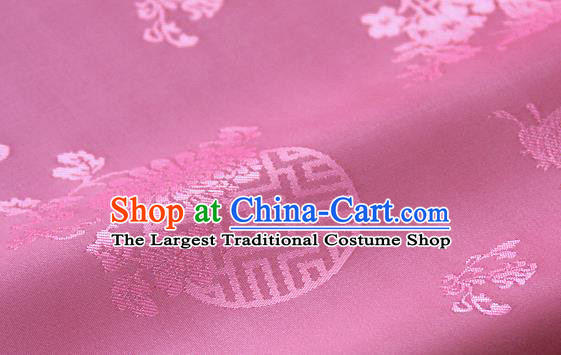 Asian Traditional Palace Drapery Korean Hanbok Royal Butterfly Pattern Rosy Brocade Satin Fabric