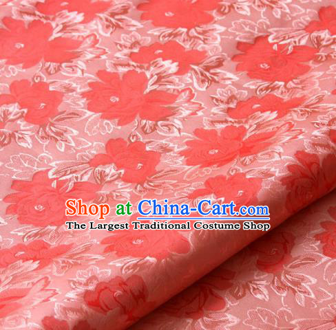 Asian Korean Classical Red Brocade Traditional Palace Pattern Satin Fabric Silk Fabric Material