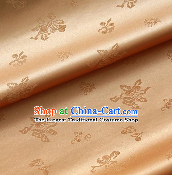 Traditional Asian Golden Satin Classical Pattern Drapery Korean Hanbok Palace Brocade Silk Fabric