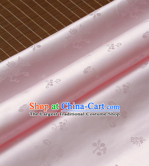 Traditional Asian Pink Satin Classical Pattern Drapery Korean Hanbok Palace Brocade Silk Fabric