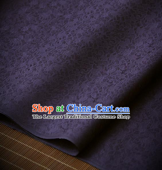 Traditional Asian Deep Purple Brocade Classical Pattern Drapery Korean Hanbok Palace Satin Silk Fabric