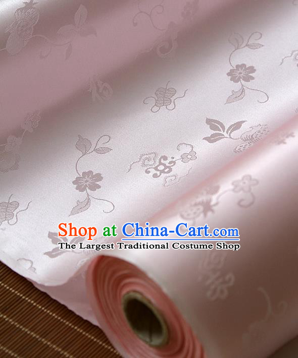 Traditional Asian Pink Brocade Classical Cucurbit Pattern Drapery Korean Hanbok Palace Satin Silk Fabric