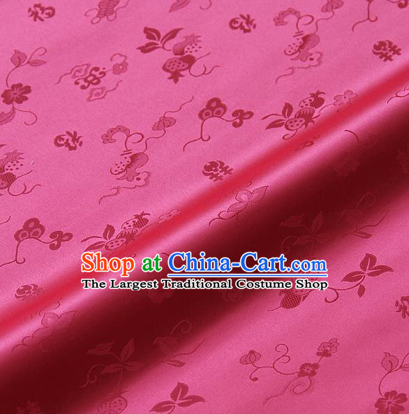 Traditional Asian Rosy Brocade Classical Cucurbit Pattern Drapery Korean Hanbok Palace Satin Silk Fabric