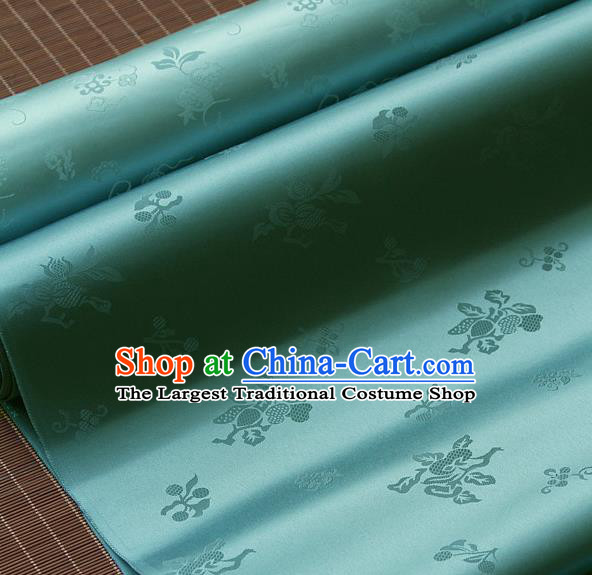 Traditional Asian Lake Blue Brocade Classical Cucurbit Pattern Drapery Korean Hanbok Palace Satin Silk Fabric