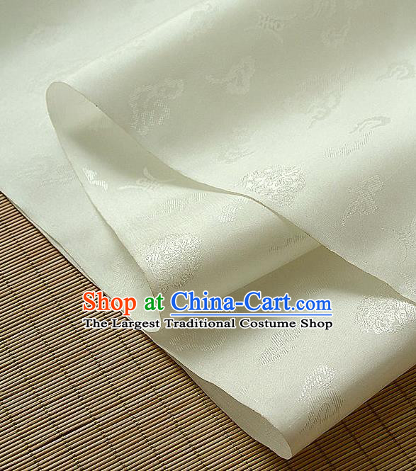 Traditional Asian White Brocade Drapery Korean Hanbok Palace Satin Silk Fabric