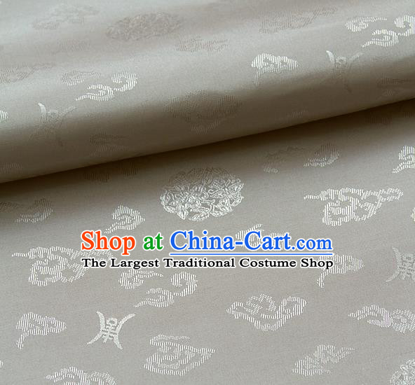 Traditional Asian Beige Brocade Drapery Korean Hanbok Palace Satin Silk Fabric