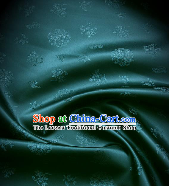 Traditional Asian Cloth Drapery Deep Green Brocade Korean Hanbok Palace Satin Silk Fabric