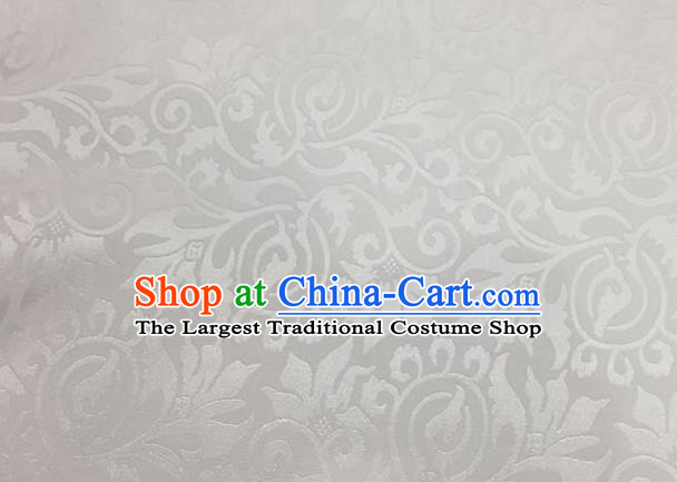 Chinese Traditional Apparel Fabric White Brocade Classical Pattern Design Silk Material Satin Drapery