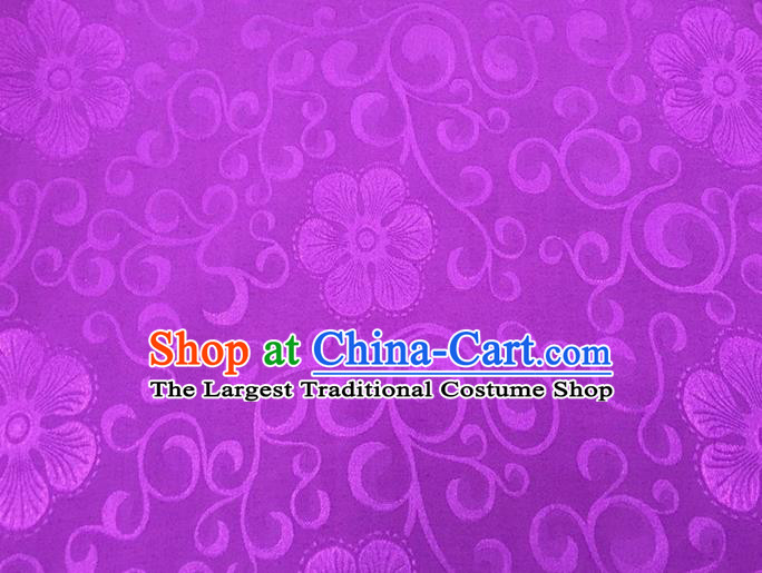 Chinese Traditional Apparel Fabric Qipao Purple Brocade Classical Flowers Pattern Design Silk Material Satin Drapery