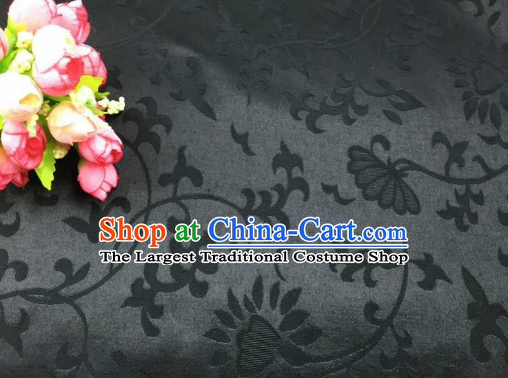 Chinese Traditional Apparel Fabric Qipao Black Brocade Classical Pattern Design Silk Material Satin Drapery