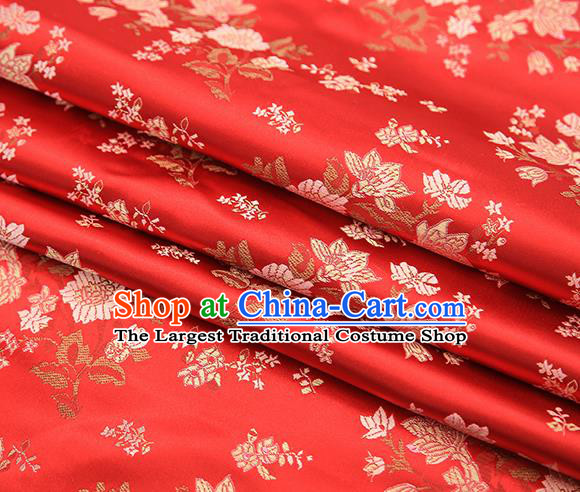 Traditional Chinese Red Brocade Fabric Tang Suit Classical Pattern Design Satin Material Drapery