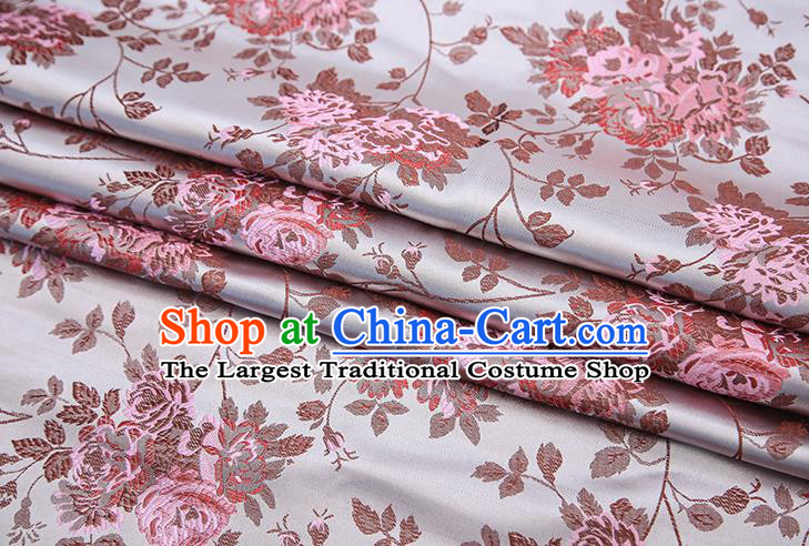 Chinese Traditional Satin Brocade Fabric Qipao Dress Classical Roses Pattern Design Material Drapery