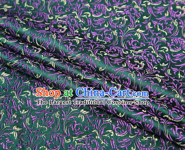 Top Grade Chinese Traditional Pine Green Brocade Fabric Tang Suit Satin Material Classical Pattern Design Drapery