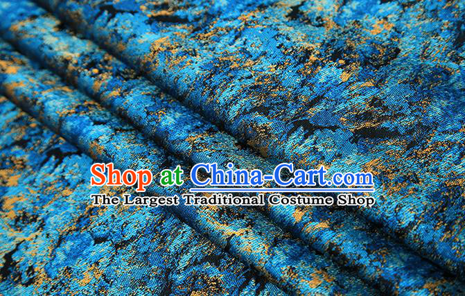 Chinese Traditional Blue Brocade Satin Fabric Tang Suit Material Classical Pattern Design Drapery