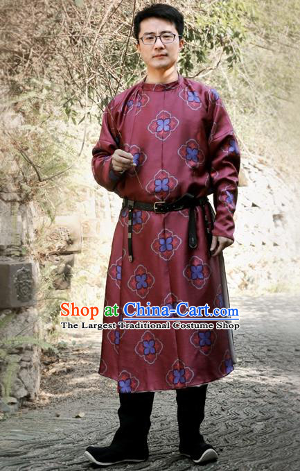 Chinese Ancient Tang Dynasty Red Round Collar Robe Swordsman Imperial Bodyguard Costumes for Men