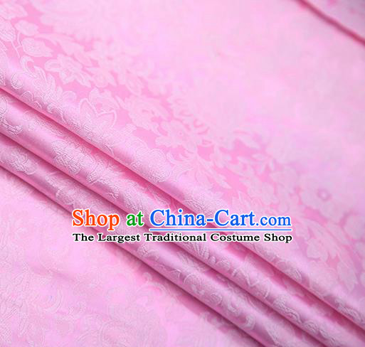 Chinese Traditional Apparel Pink Brocade Fabric Classical Flowers Pattern Design Material Satin Drapery