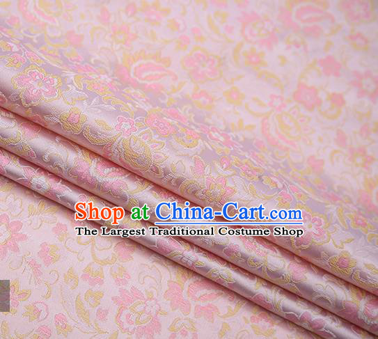 Chinese Traditional Apparel Pink Brocade Fabric Classical Flowers Pattern Design Material Satin Drapery