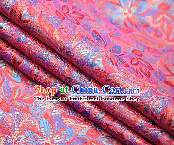 Traditional Chinese Tang Suit Peach Pink Brocade Fabric Classical Petunia Pattern Design Satin Material Drapery