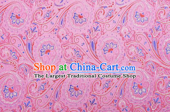 Chinese Traditional Satin Classical Loquat Flower Pattern Design Pink Brocade Fabric Tang Suit Material Drapery
