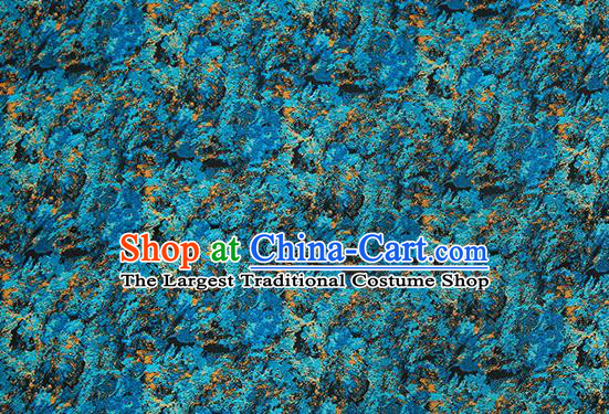 Chinese Traditional Satin Classical Pattern Design Deep Blue Brocade Fabric Qipao Dress Material Drapery