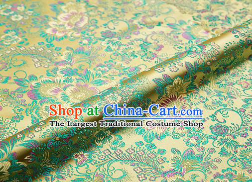 Light Golden Brocade Chinese Traditional Garment Fabric Classical Peony Pattern Design Satin Cushion Material Drapery