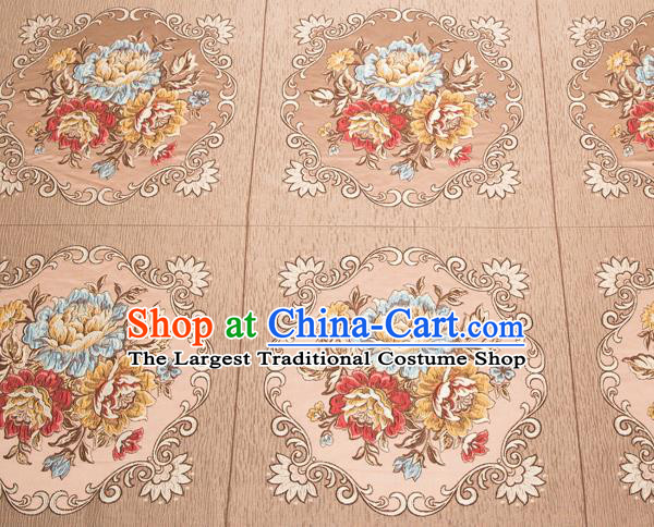 Top Grade Classical Flowers Pattern Bronze Brocade Chinese Traditional Garment Fabric Cushion Satin Material Drapery