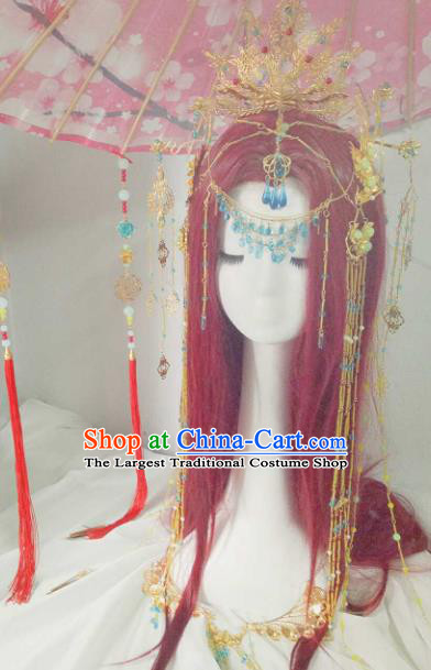 Chinese Ancient Handmade Hair Accessories Traditional Hanfu Phoenix Coronet Hairpins Headwear for Women