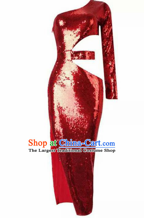 Top Grade Halloween Costumes Stage Performance Red Full Dress for Women