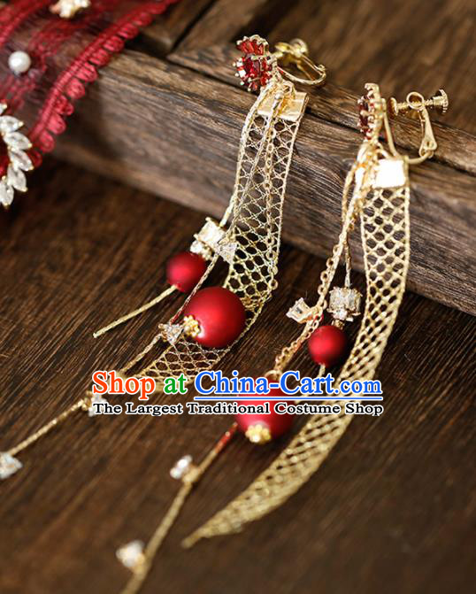 Top Grade Handmade Golden Earrings Bride Jewelry Accessories for Women