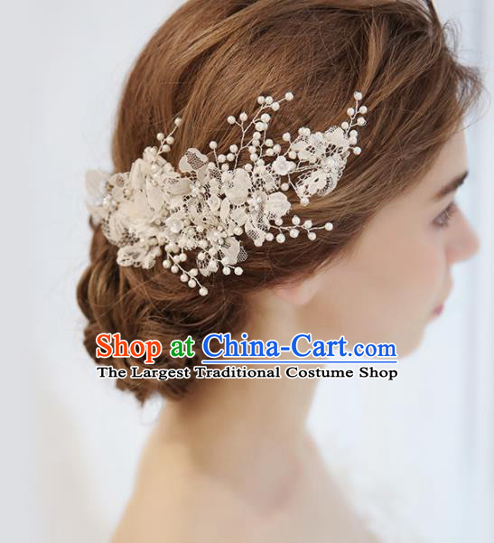 Top Grade Handmade Bride Lace Flowers Hair Stick Hair Accessories for Women