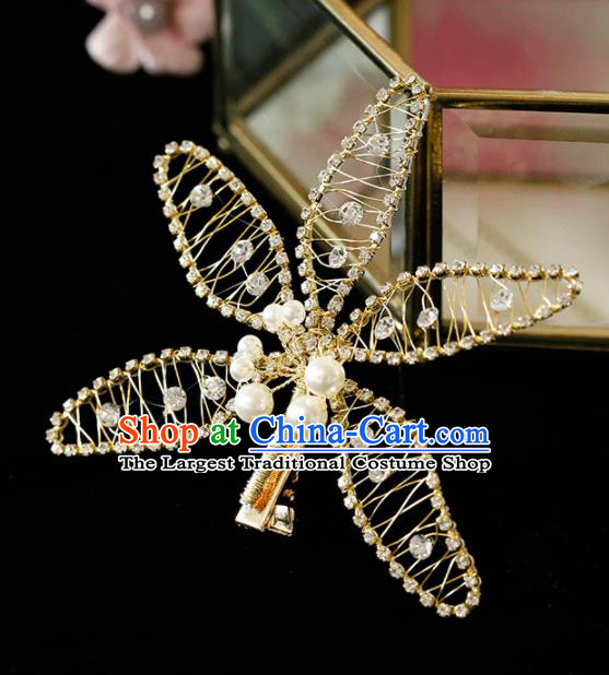 Top Grade Handmade Bride Golden Crystal Hair Stick Hair Accessories for Women