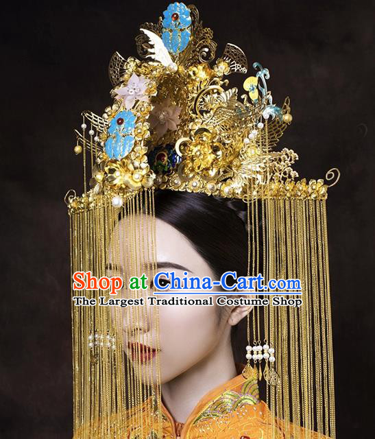 Chinese Traditional Wedding Phoenix Coronet Ancient Bride Handmade Hair Accessories for Women