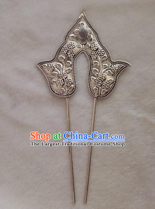 Chinese Ethnic Dai Nationality Folk Dance Hair Accessories Traditional Carving Hairpins for Women