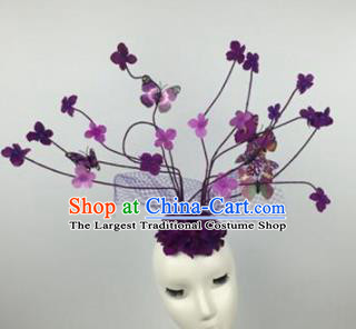 Top Grade Halloween Catwalks Hair Accessories Brazilian Carnival Purple Leaf Headdress for Women