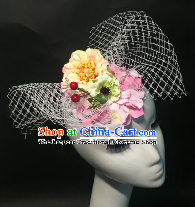 Top Grade Halloween Catwalks Headdress Brazilian Carnival Yellow Peony Headwear for Women