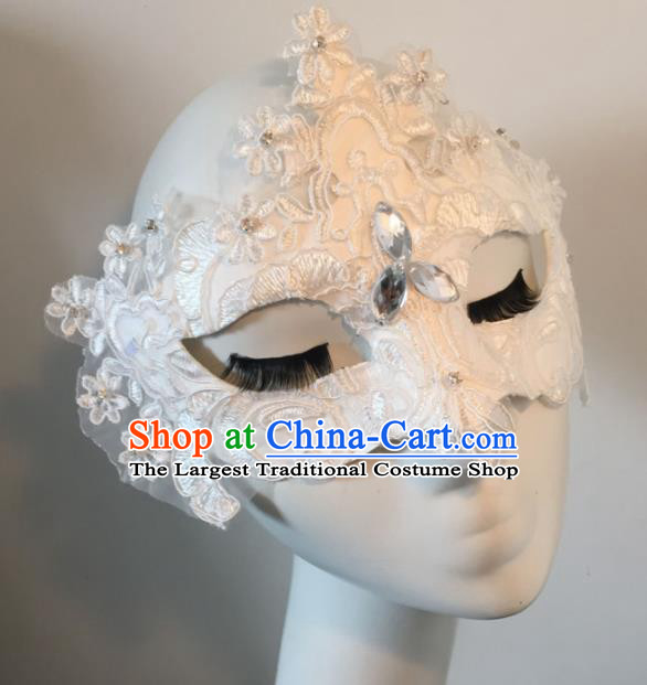 Halloween Exaggerated Accessories Catwalks White Lace Masks for Women