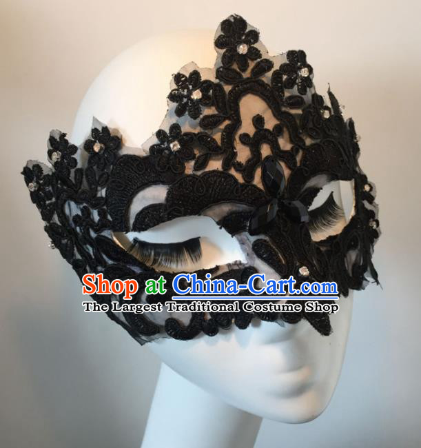 Halloween Exaggerated Accessories Catwalks Black Lace Masks for Women