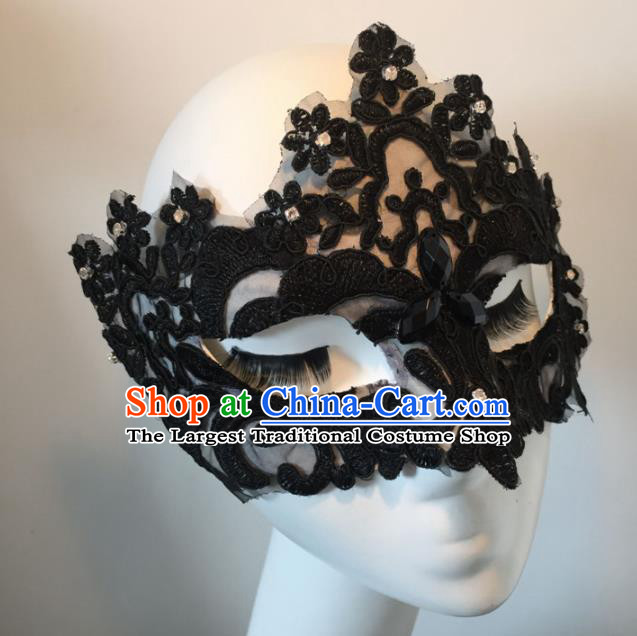 Halloween Exaggerated Accessories Catwalks Black Lace Masks for Women