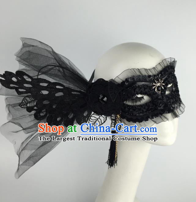 Halloween Exaggerated Accessories Catwalks Black Lace Flower Masks for Women